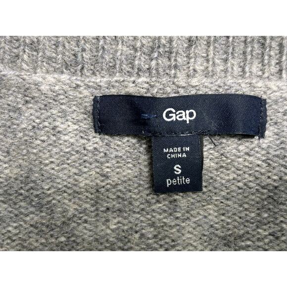 GAP Women's Retro Argyle Wool Blend V-Neck Knit Sweater Womens Sz S Petite Gray - Picture 3 of 7